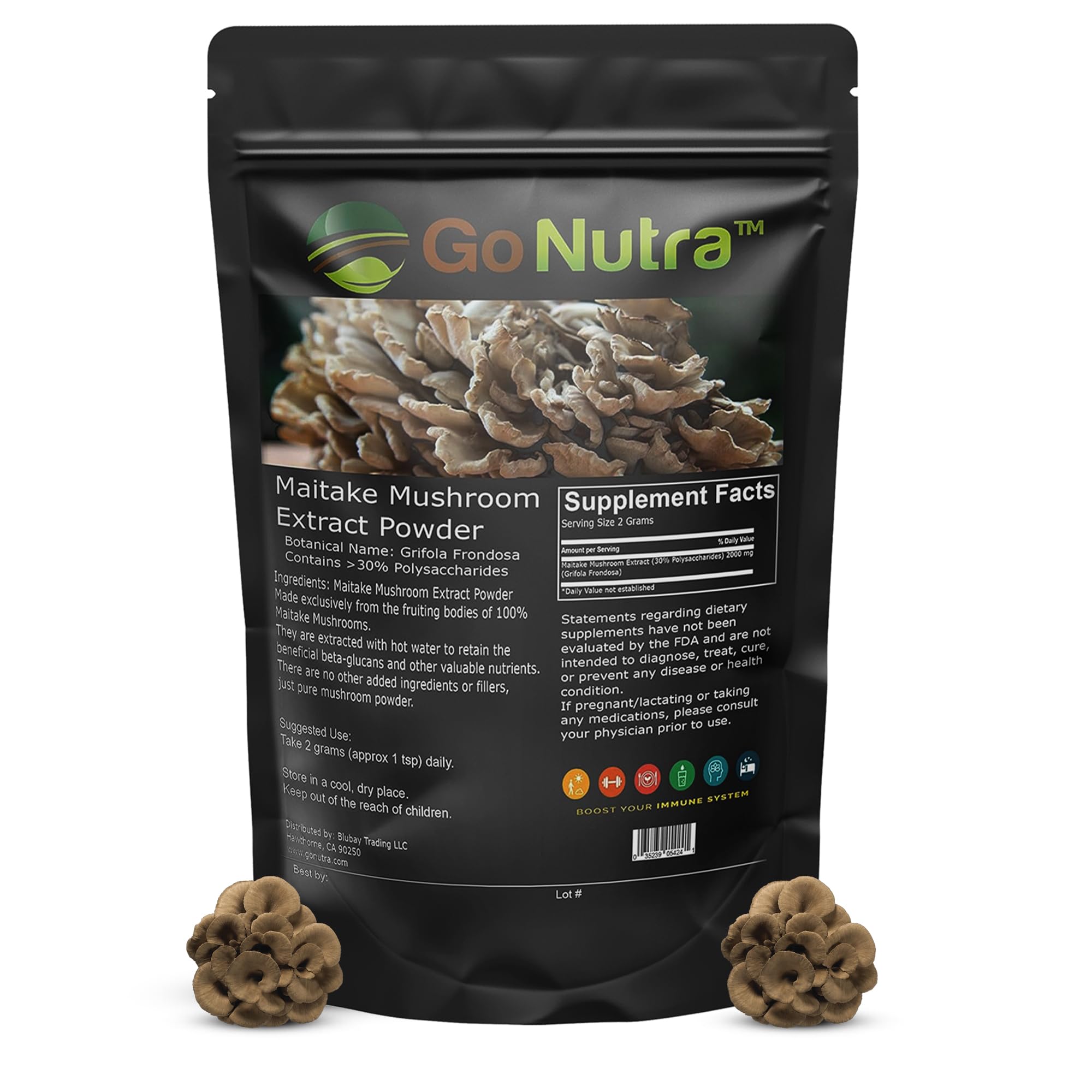 Organic Maitake Mushroom Extract Powder 8 oz | 10:1 Potent Extract | 30% Polysaccharides Supplement | Immune Support & Wellness | King of Mushrooms for Tea, Smoothies & Cooking