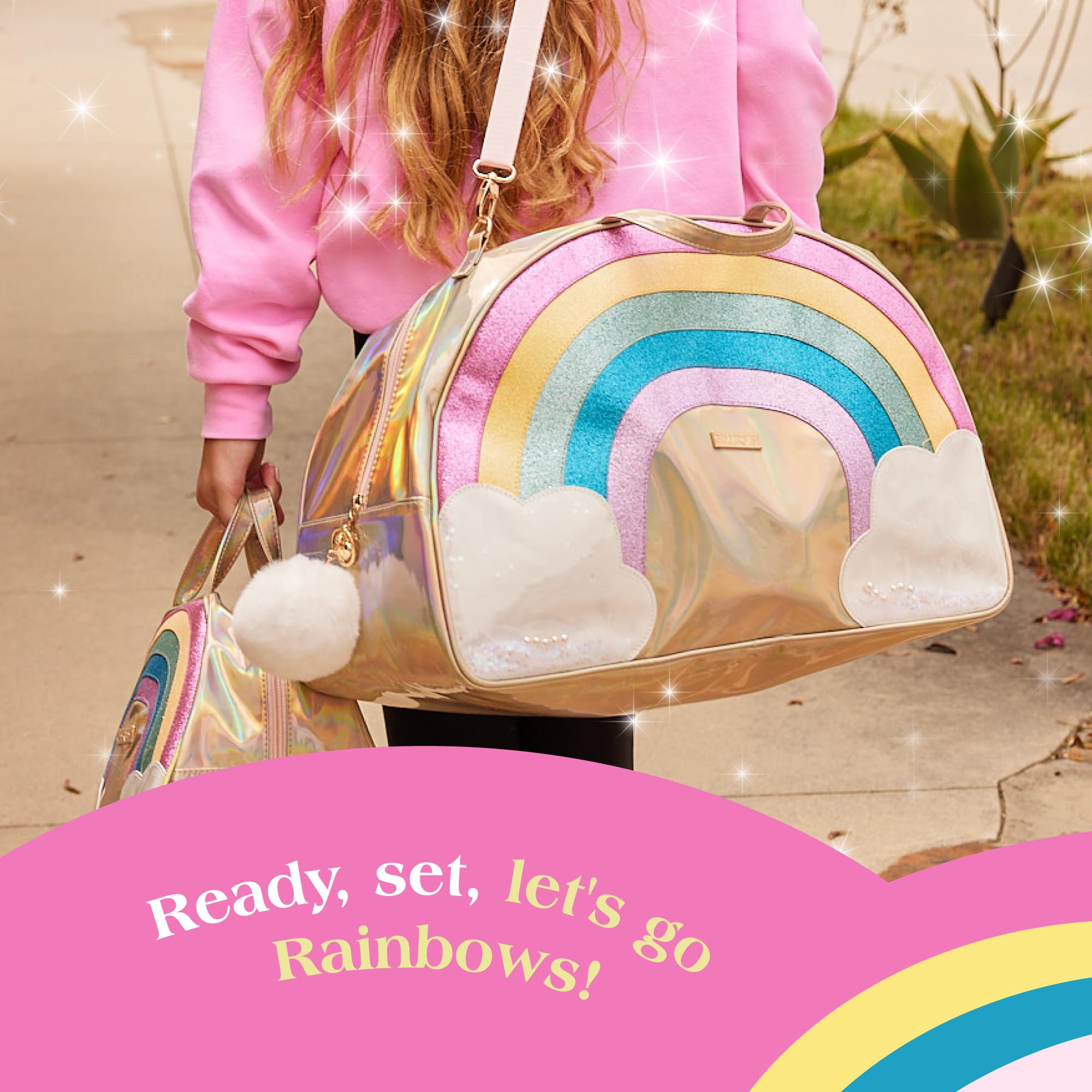 Glimmer Wish Unicorn Rainbow Overnight Bag & Cosmetic Organizer - Waterproof Travel Makeup Bag for Women & Girls - Perfect for School, Gym, Vacation & Sleepovers - Cute Gift Idea for Teens & Tweens