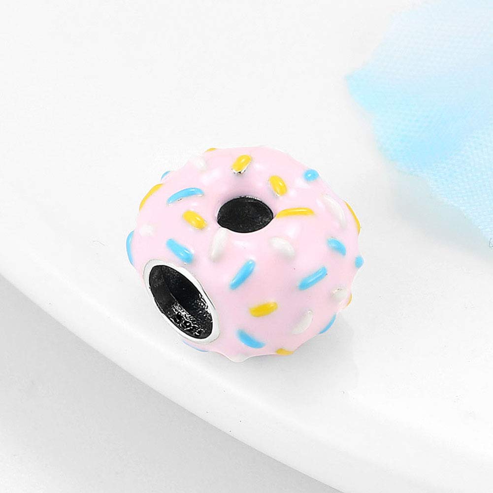 925 Sterling Silver Donut Charm - Pizza & Drink Food Charms for Pandora Bracelets - Birthday Gift for Her - Perfect for DIY Jewelry Making & Party Favors