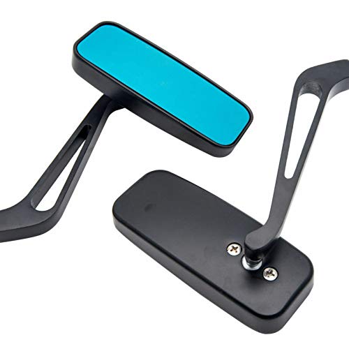 Universal 8mm 10mm Motorcycle Wing Side Mirror - Black Rectangle Rearview Mirror for Enhanced Safety & Style - Perfect for Cruisers, Choppers & Street Bikes