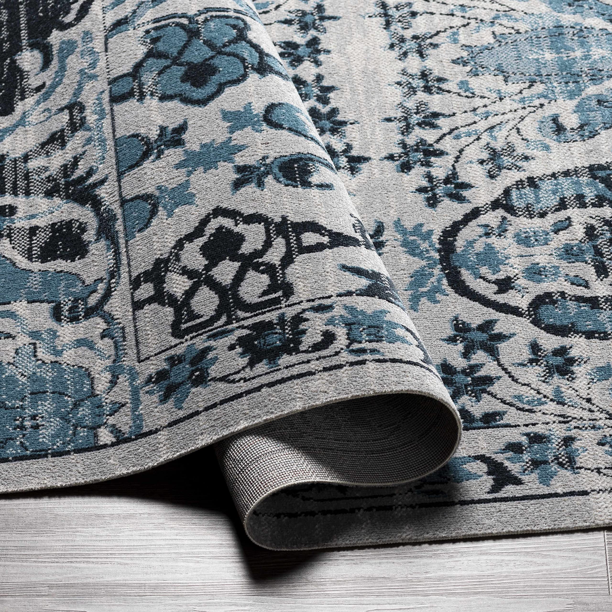 Hauteloom Macalaya Machine Washable Area Rug - Blue & Gray - 9'3