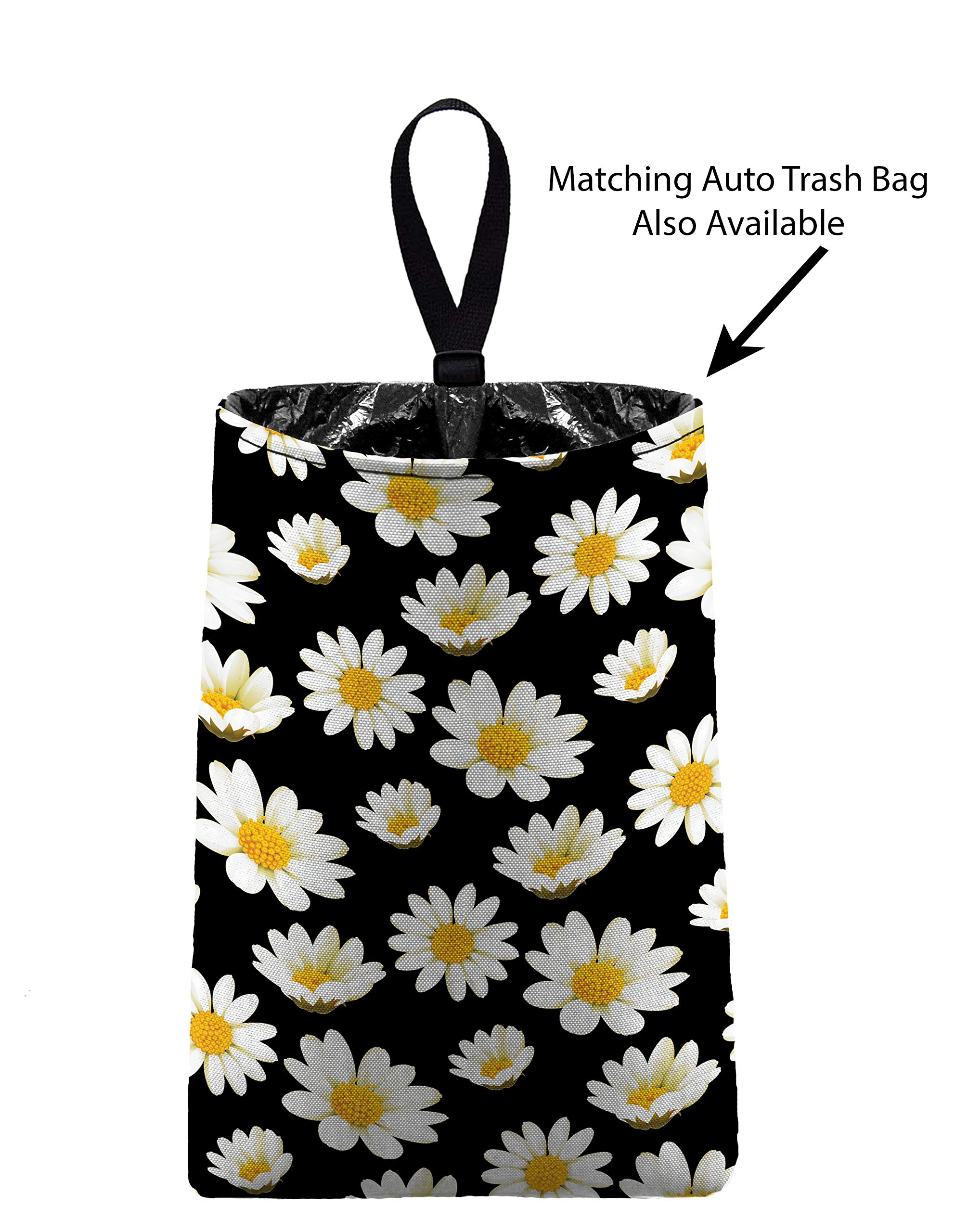 Premium Daisy Floral Steering Wheel Cover - Lightly Padded, Universal Fit for Cars (Black/White/Red/Yellow) | Comfort Grip & Stylish Car Accessory for Daily Driving & Road Trips