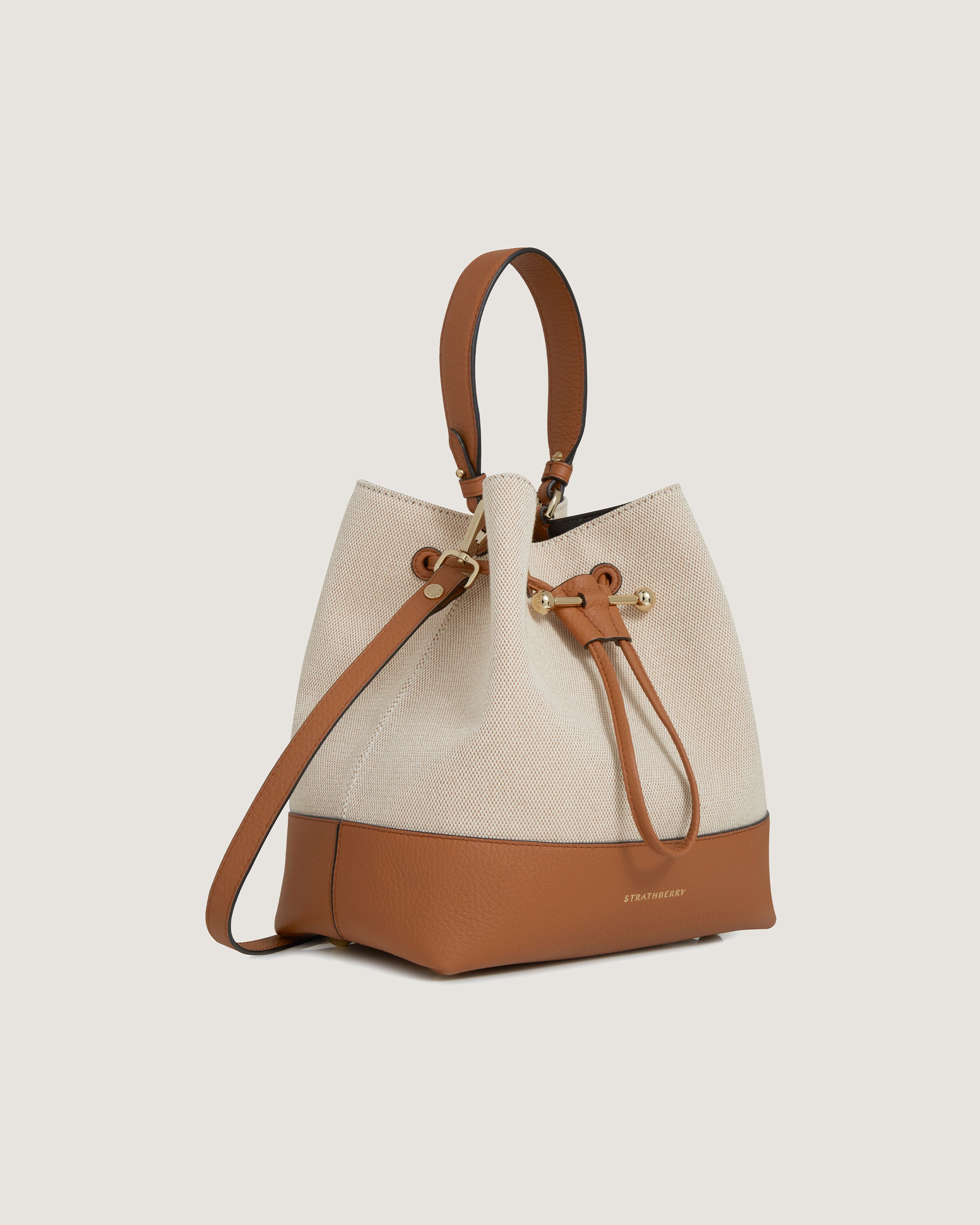 Osette Midi Canvas Tote Bag in Ecru & Tan - Stylish Women's Shoulder Bag for Work, Travel, and Everyday Use