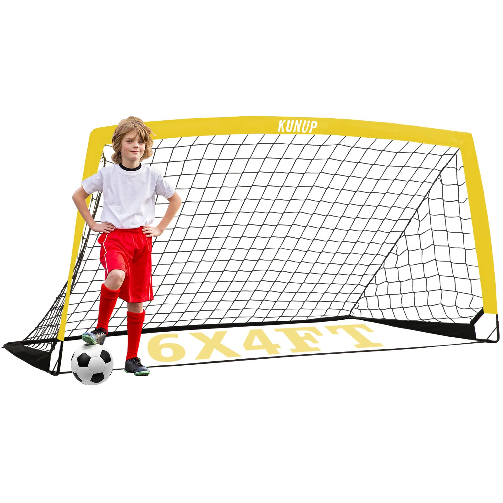 Foldable Soccer Goal for Kids & Adults - 5x3, 6x4, 9x5 FT Portable Soccer Net with Carrying Bag - Perfect for Backyard Practice, Youth Training & Outdoor Sports Games