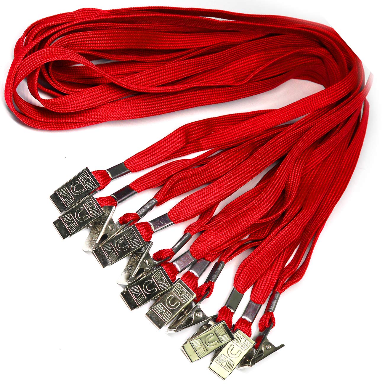 Beebel 100 Pack Red Lanyards with Badge Clip - for ID Cards & Events