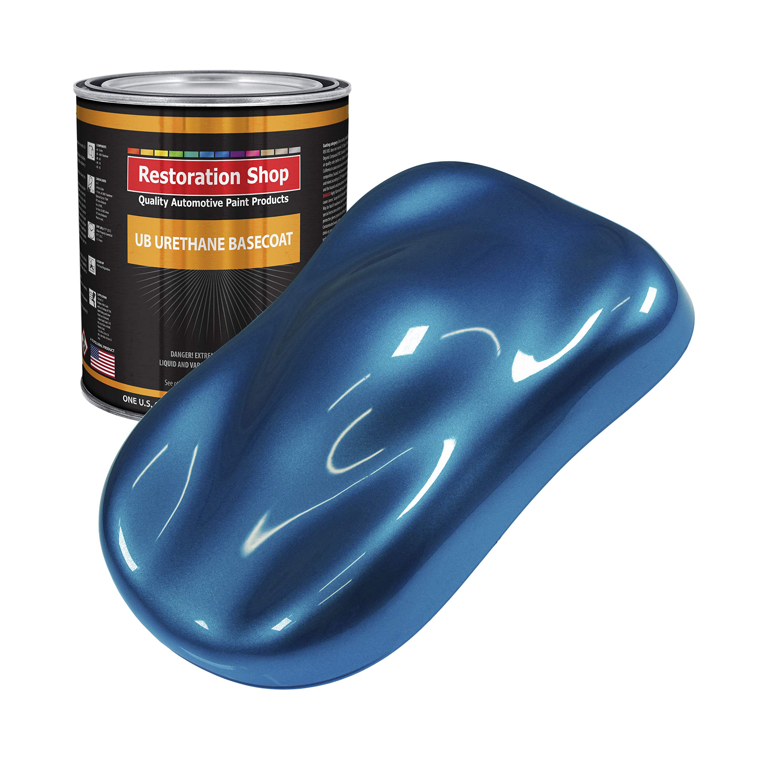 Restoration Shop - Cruise Night Blue Metallic Urethane Basecoat Auto Paint (1 Gallon) - Professional High Gloss Automotive Refinish Coating for Cars & Trucks - Perfect for Vehicle Restoration, Custom Paint Jobs & Show Car Finishes