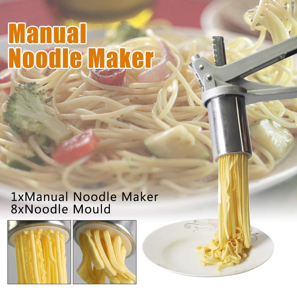 Professional Stainless Steel Manual Pasta Maker Machine - 8 Blade Settings for Fresh Homemade Lasagne, Spaghetti, Tagliatelle & Ravioli | Perfect for Italian Cuisine, Restaurant Use & Home Cooking