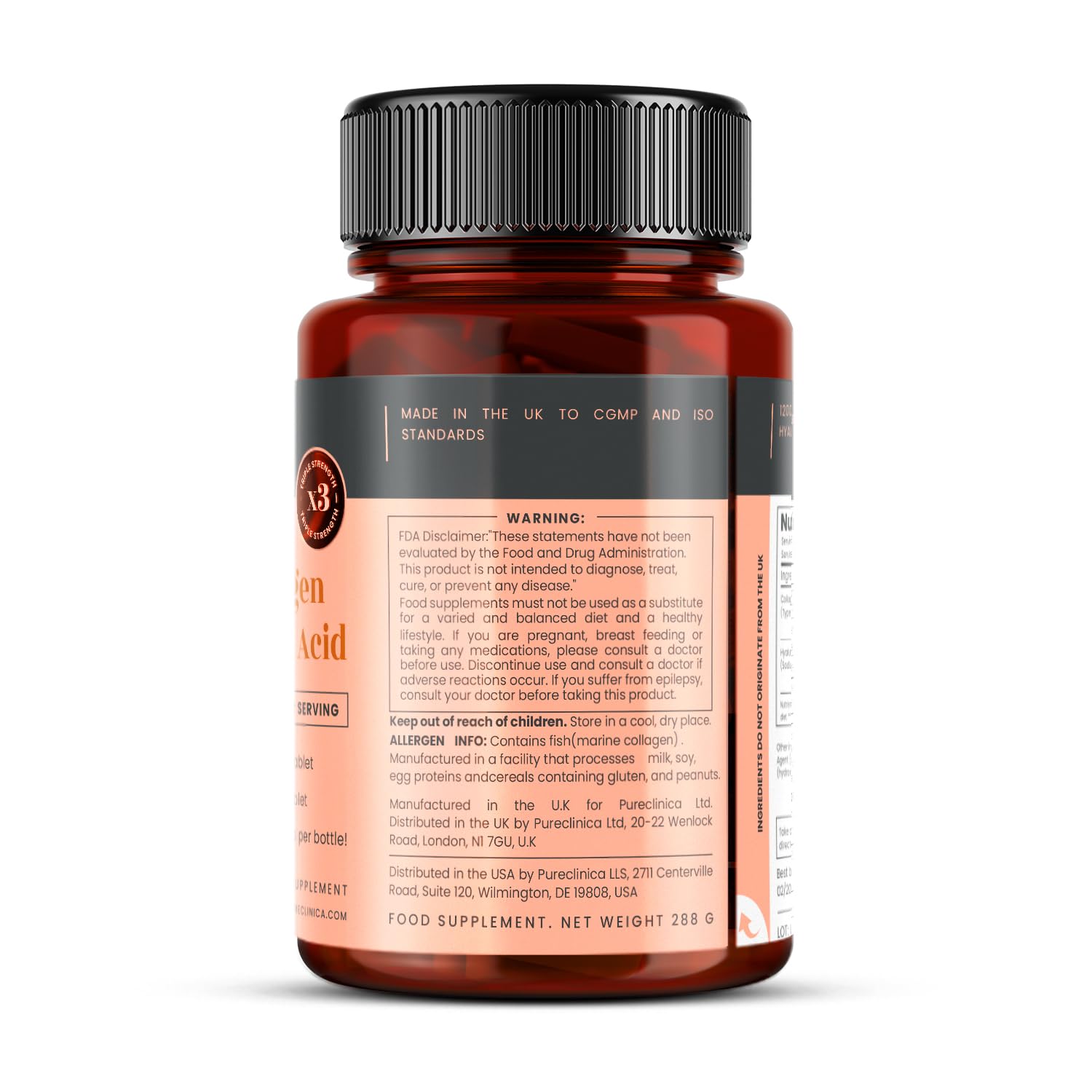 1500mg x 1080 UltraColl Collagen & Hyaluronic Acid Tablets - 1200mg Collagen & 300mg HA per Tablet (6 Bottles x 180 Tablets) | 18 Month Supply for Joint Support & Skin Hydration