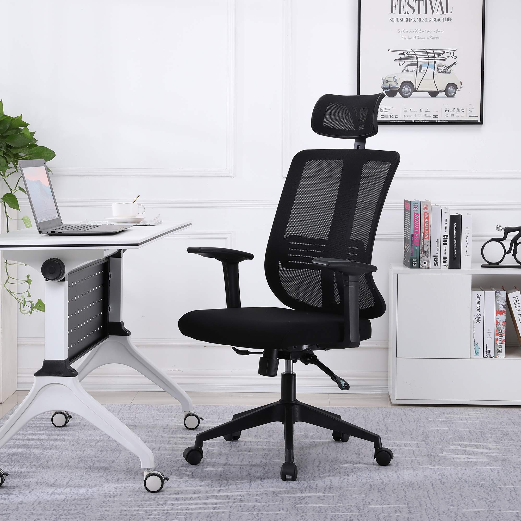 Sigtua Ergonomic High Back Office Chair with Lumbar Support & Adjustable Headrest - Breathable Mesh Computer Desk Chair with Swivel Seat for Home Office, Gaming, Study & Workspace - Comfortable Task Chair for Long Hours Sitting