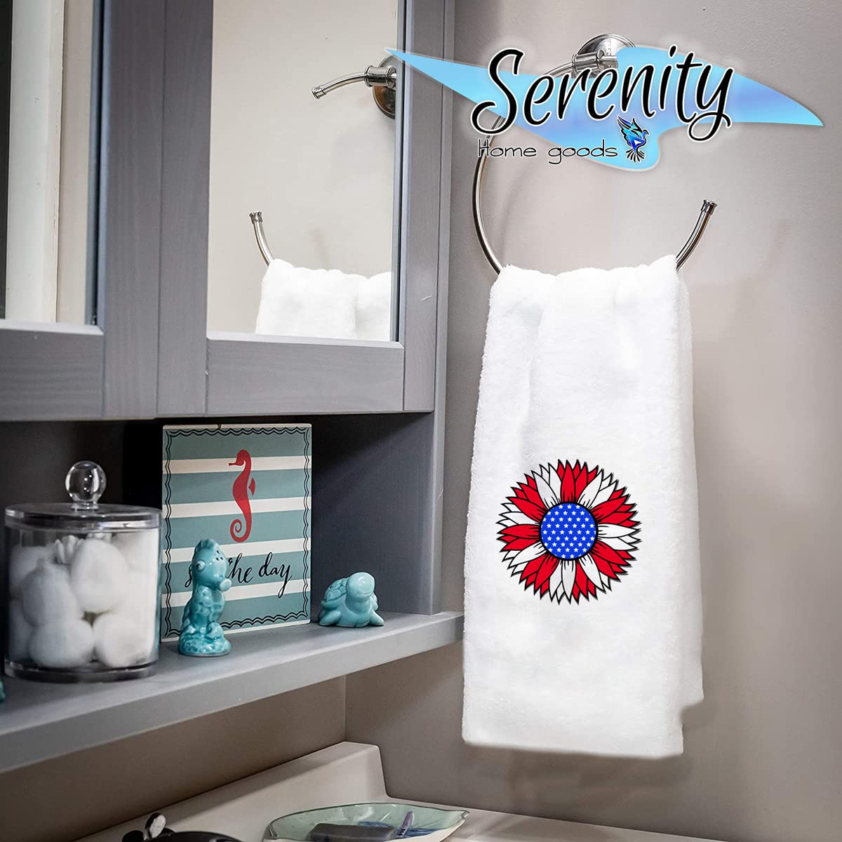 Patriotic Hand Towels - American Flag Themed Red White and Blue Kitchen & Bath Towels for Memorial Day, 4th of July, Summer & Fall Home Decor | Perfect for Holiday Parties, BBQ Gatherings & USA Themed Decorations