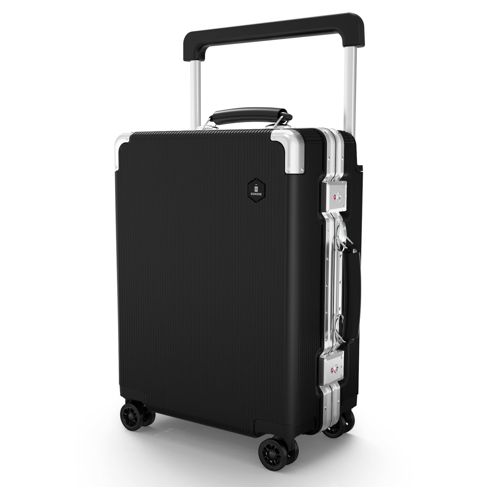 20 Inch Carry On Luggage with Wide Handle - TSA Lock, Ultra-Quiet Spinner Wheels & Aluminum Frame Hard Shell Suitcase (Black) | Perfect for Air Travel, Business Trips & Weekend Getaways