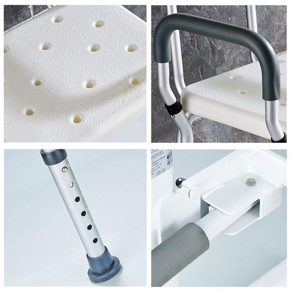 Sturdy Adjustable Shower Seat with Arms & Back - Lightweight Bathroom Bench for Elderly & Disabled - No-Tools Assembly - Perfect for Travel & Home Use