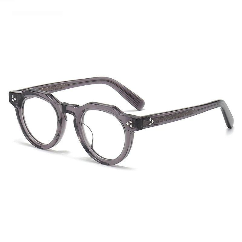 Stylish Black Unisex Acetate Eyeglasses 8013 - Full Rim Round Flat Top Frame for Men & Women | Perfect for Reading, Work, and Everyday Fashion