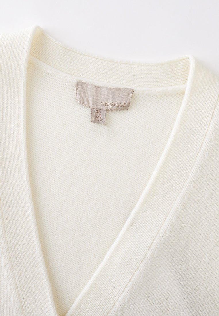 Stylish Enamel Button Ribbed Trim Mixed Wool Cardigan for Women - Perfect for Fall Layering and Office Wear
