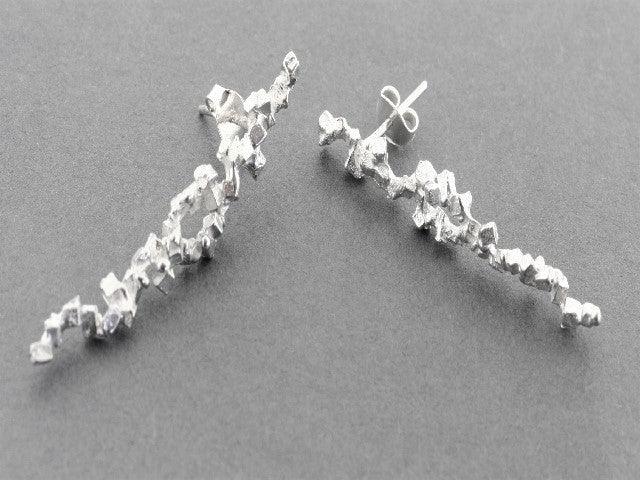 Druzy Long Post Stud Earrings in Sterling Silver - Elegant & Hypoallergenic Jewelry for Women | Perfect for Parties, Weddings & Everyday Wear
