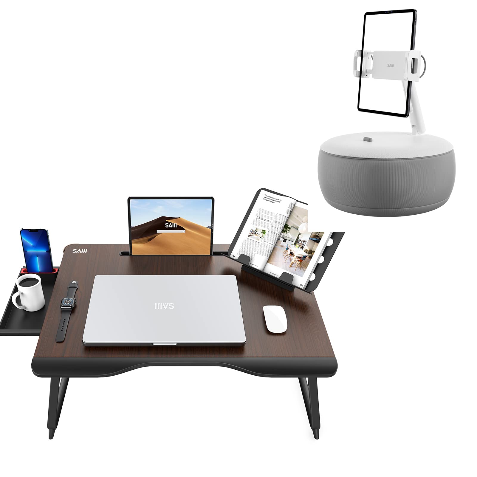 Adjustable Laptop Desk for Bed with Tablet Stand - Portable Lap Desk for Work, Study & Entertainment - Perfect for Home Office, Dorm Room & Cozy Bed Use
