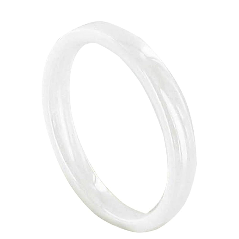 3mm White Ceramic Ring for Women - Minimalist Stackable Band, Dainty Wedding Engagement Promise Jewelry Gift for Her - Perfect for Everyday Wear, Special Occasions & Anniversary Gifts