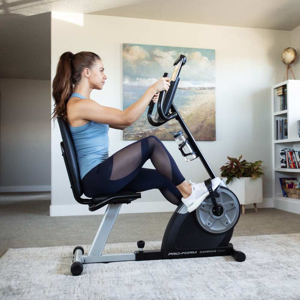 ProForm Cadence R3.9 Recumbent Exercise Bike for Home Gym - Low Impact Cardio Workout Machine for Seniors & Rehabilitation - Perfect for Small Spaces & Apartment Fitness