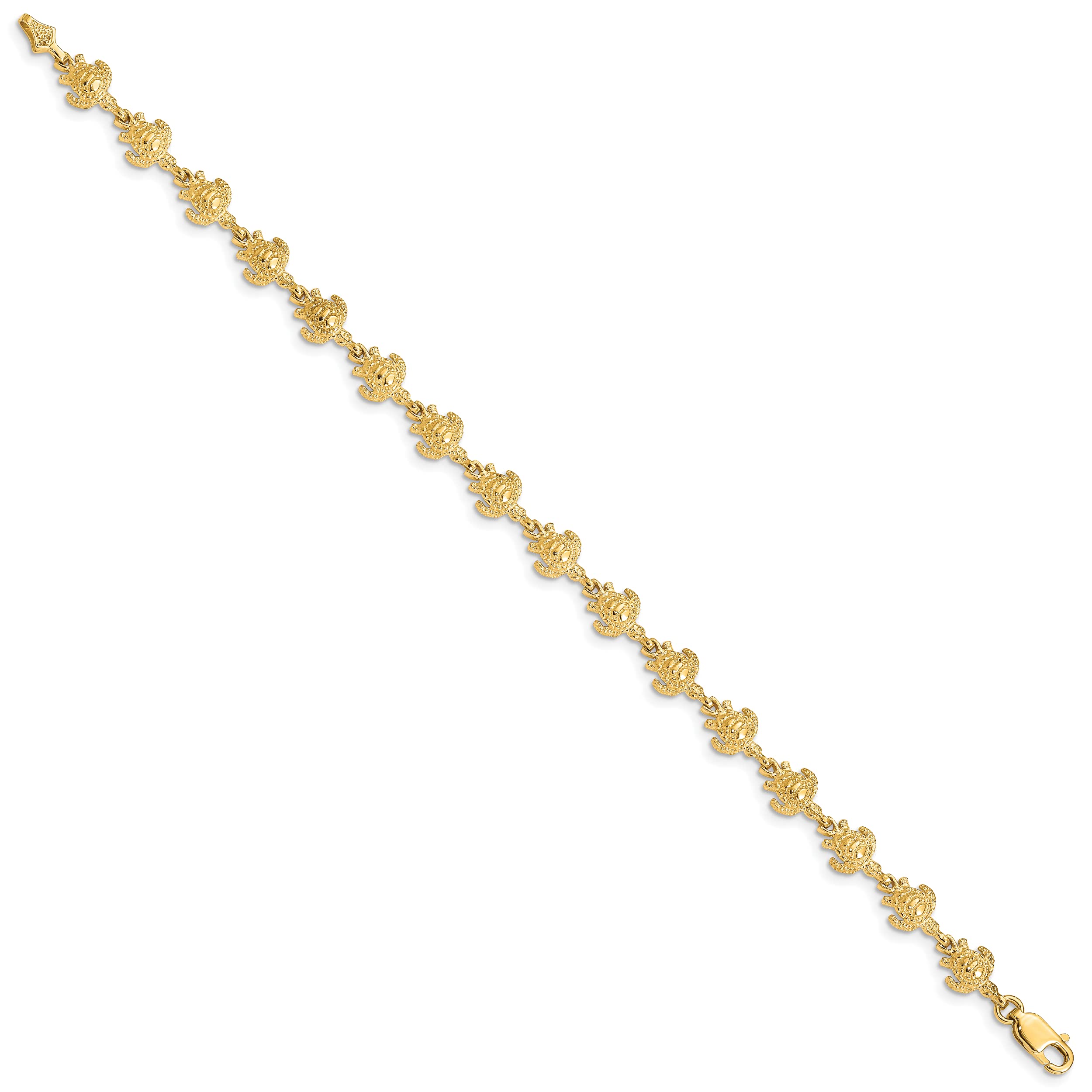 14K Yellow Gold Turtle Bracelet for Women - Polished & Textured Solid Gold Jewelry - Perfect for Gifts, Everyday Wear & Special Occasions