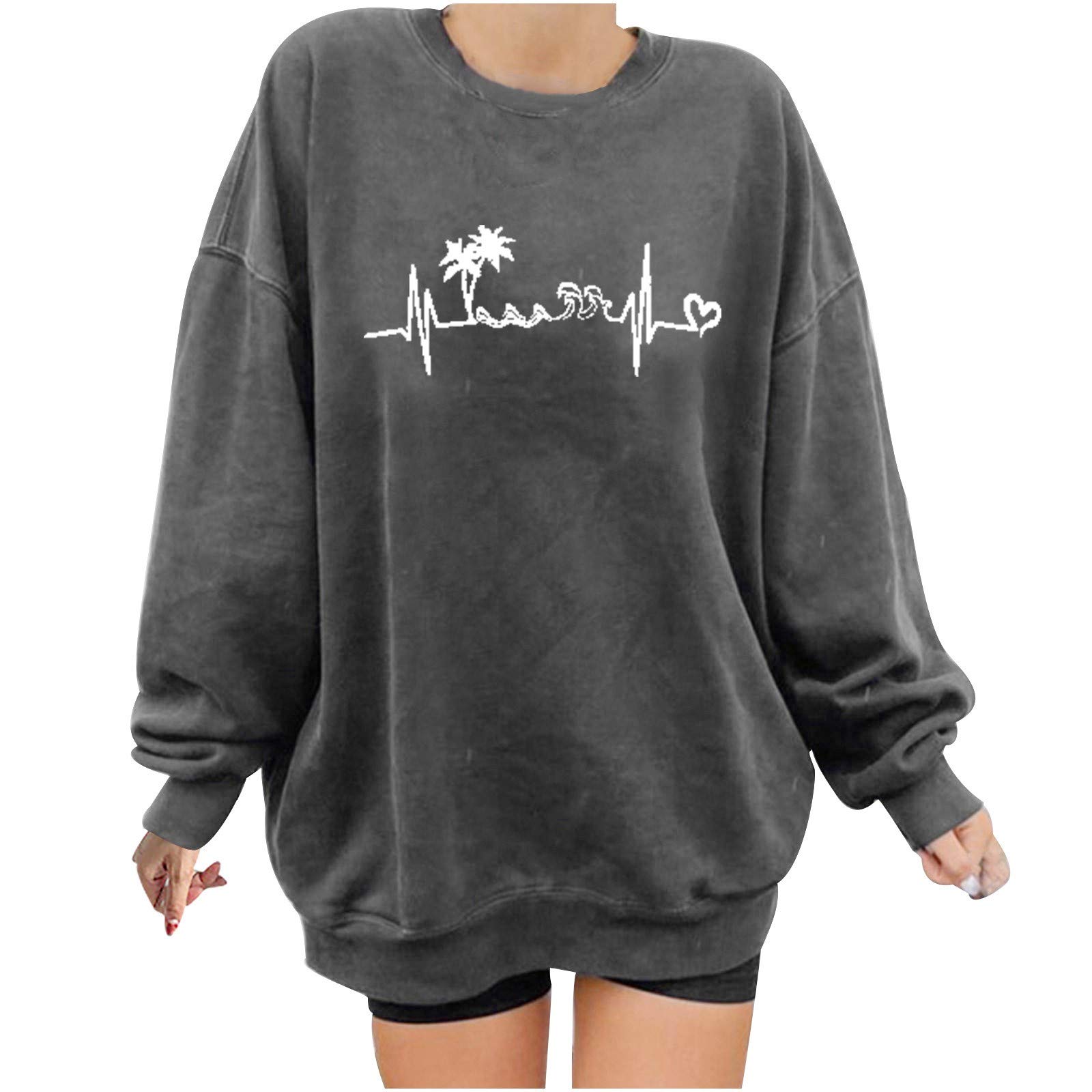 Women's Long Sleeve Casual T-Shirt with Fish Print - Soft Pullover Sweatshirt Top for Everyday Wear | Perfect for Work, Outings & Relaxing