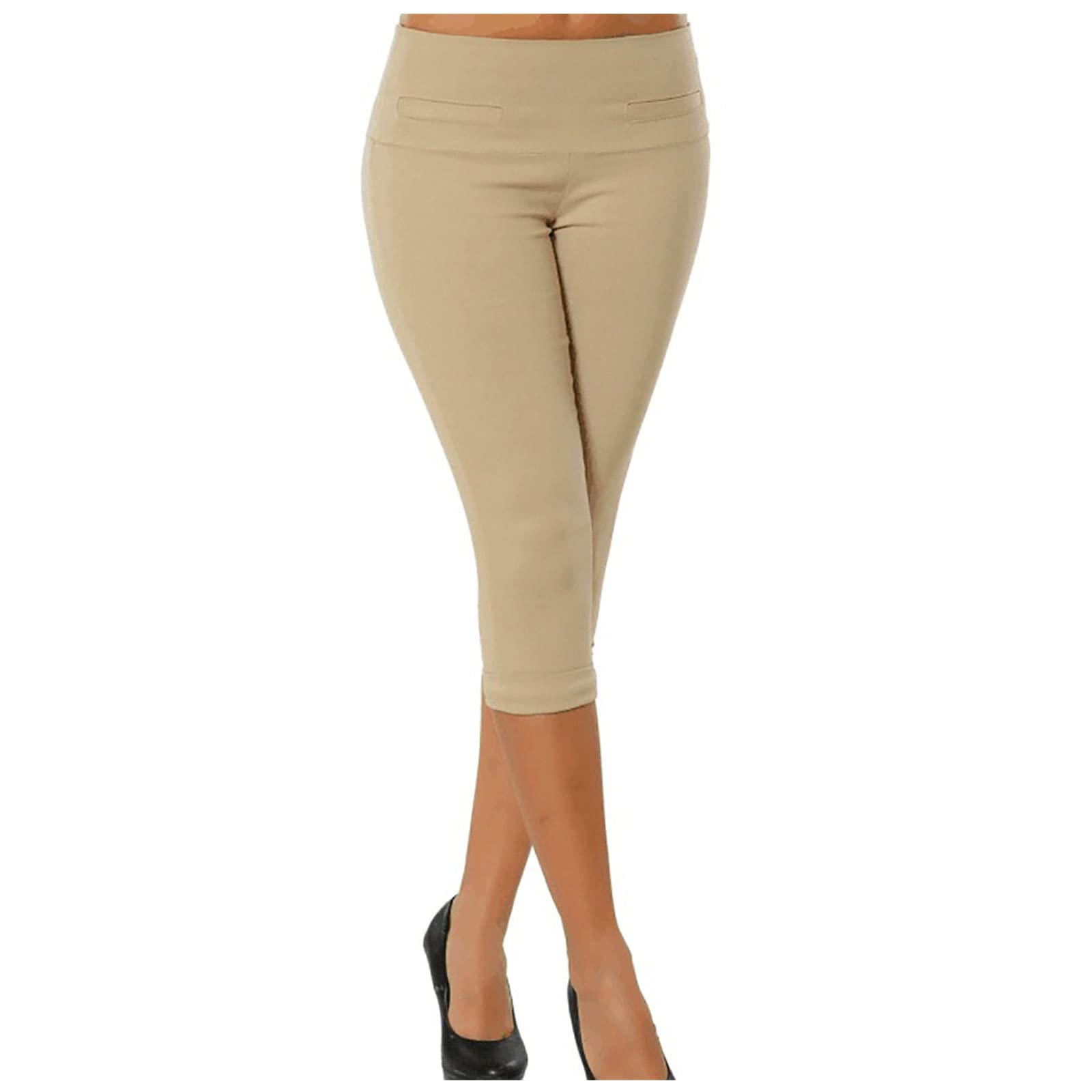 **PHSHY Women's Plus Size Capri Pants - Elastic Waist Yoga Leggings with Tummy Control - Soft & Stretchy Workout Joggers for Casual Wear - Perfect for Yoga, Gym, Running & Lounge**