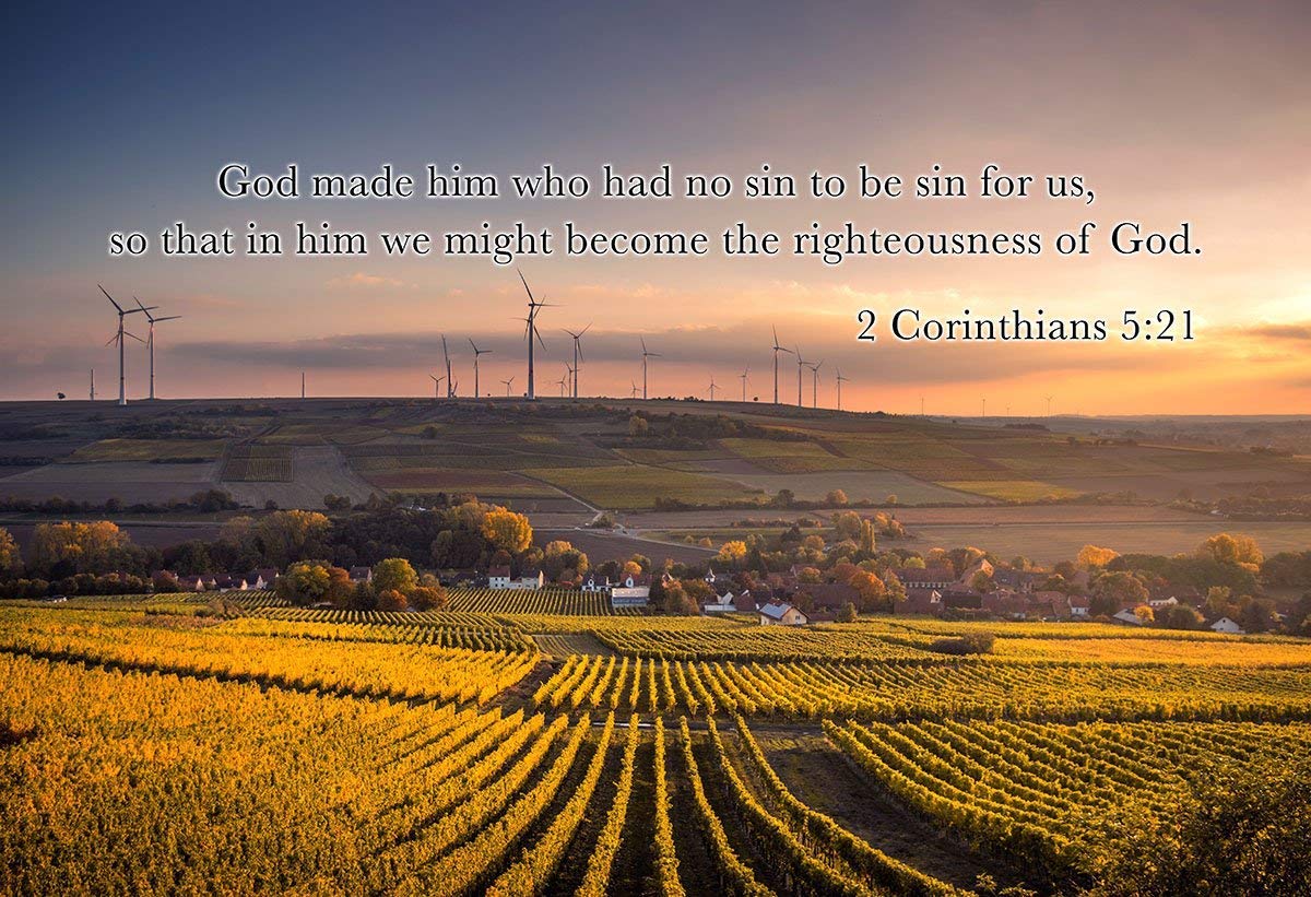 Bible Verse Wall Art 2 Corinthians 5:21 - 13x19 Unframed Poster - Perfect Christian Gift for Home Decor
