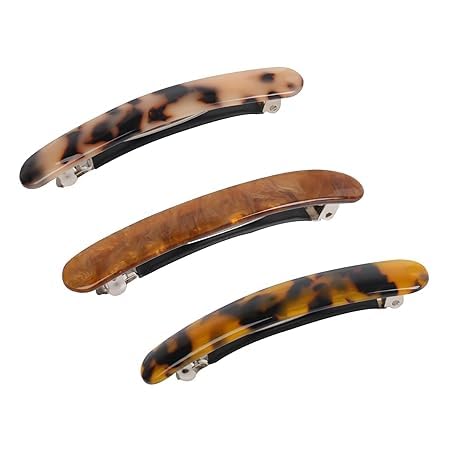Vintage French Hair Clips for Women - 2 Pack Gold Automatic Hair Barrettes, Metal/Plastic Large Hair Clasps, Retro Hair Accessories for Ladies | Perfect for Updos, Ponytails & Everyday Styling