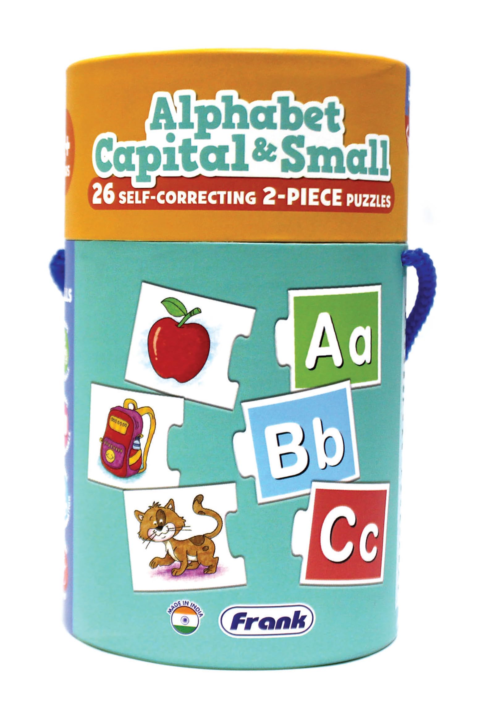 Frank Alphabet Capital & Small - Cylindrical Jigsaw Puzzle for Kids Ages 2+ | Fun & Challenging Educational Toys to Boost Focus & Memory | Perfect Gift for Toddlers Boys & Girls | Great for Preschool Learning, Birthday Parties & Family Game Nights