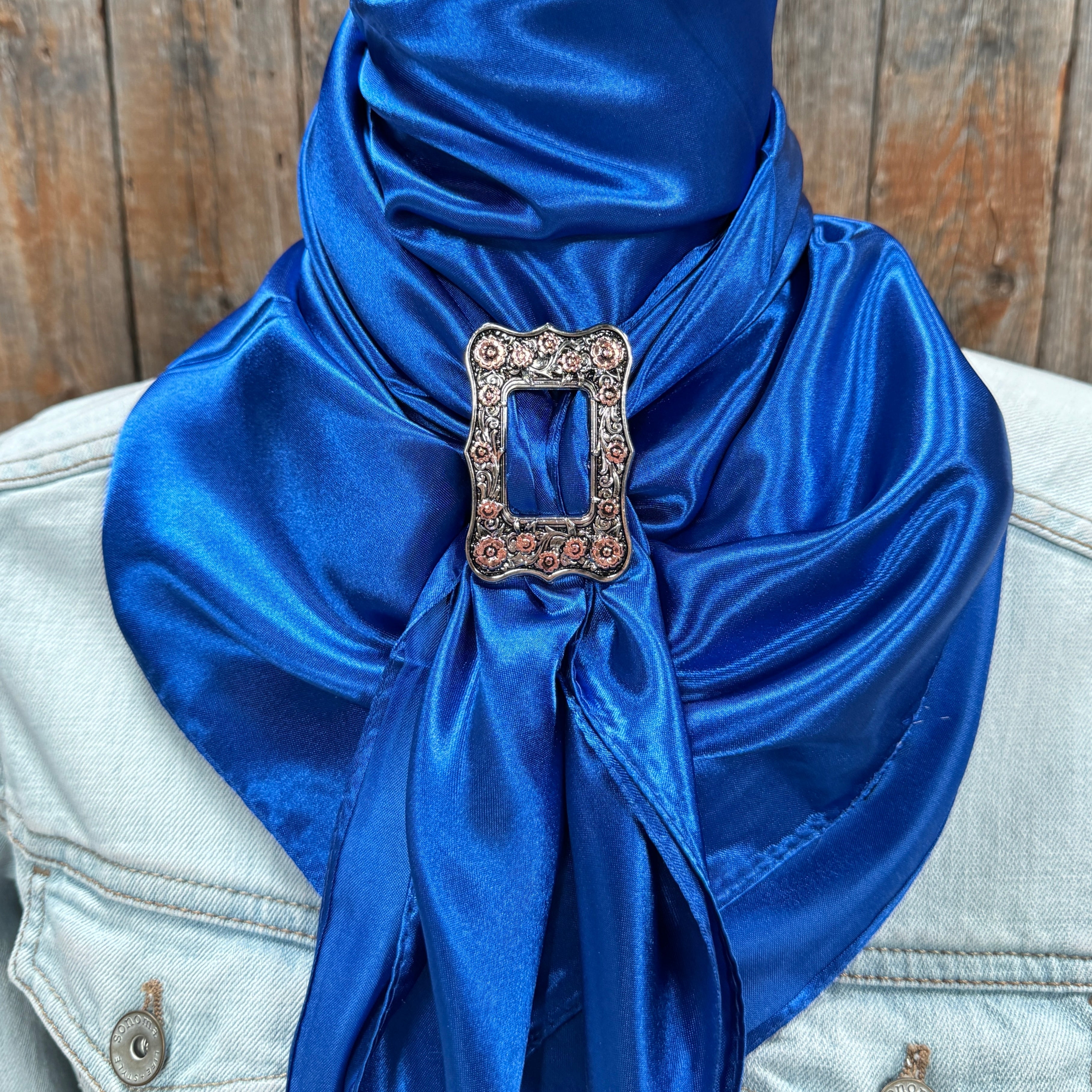 35x35 Inch Solid Electric Blue Wild Rag Scarf - WRS17 Buckle Wild Rag Slides for Cowboy, Cowgirl & Western Fashion - Perfect for Rodeo, Horse Riding & Outdoor Adventures