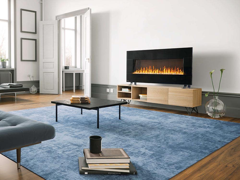 Napoleon Harsten 50 Inch Electric Linear Fireplace - Modern Black Wall Mounted Fireplace Heater for Living Room, Bedroom & Office | Energy Efficient Indoor Electric Fireplace with Realistic Flame Effect