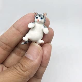 Handmade Porcelain Animal Figurine - Mini Cat Sculpture Collection, Perfect Gift for Cat Lovers (Home Decor, Office Desk Display, Birthday Present)