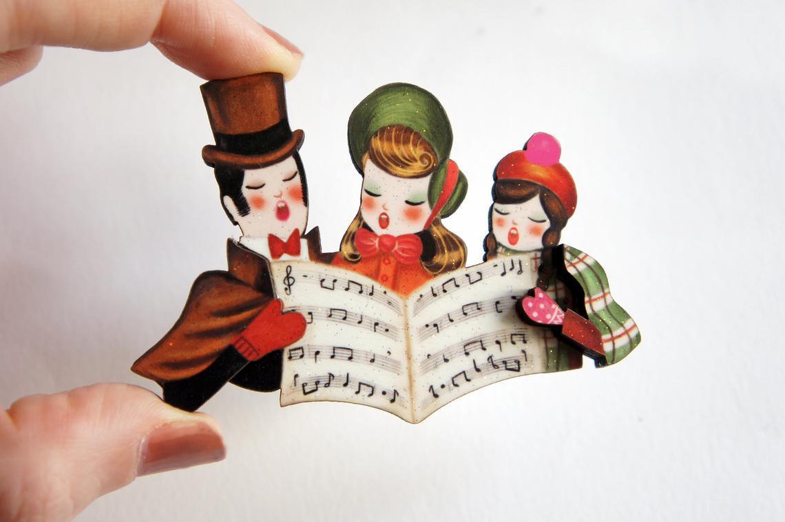 Laliblue Christmas Carols Brooch - Festive Holiday Pin for Women, Gift Ideas for Christmas, Party & Office Wear