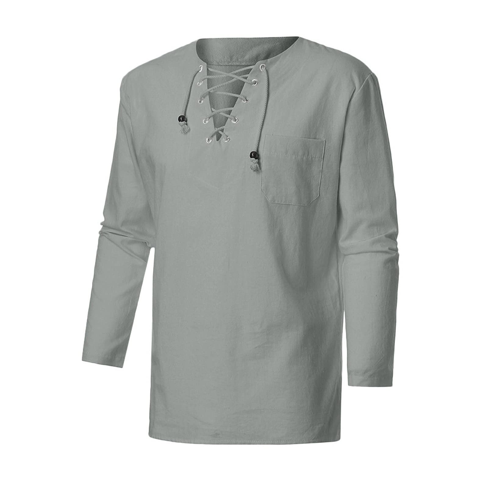 Vintage Linen Long Sleeve T-Shirt for Men - Breathable Casual Summer & Spring Shirt - Perfect for Outdoor Activities, Travel and Daily Wear