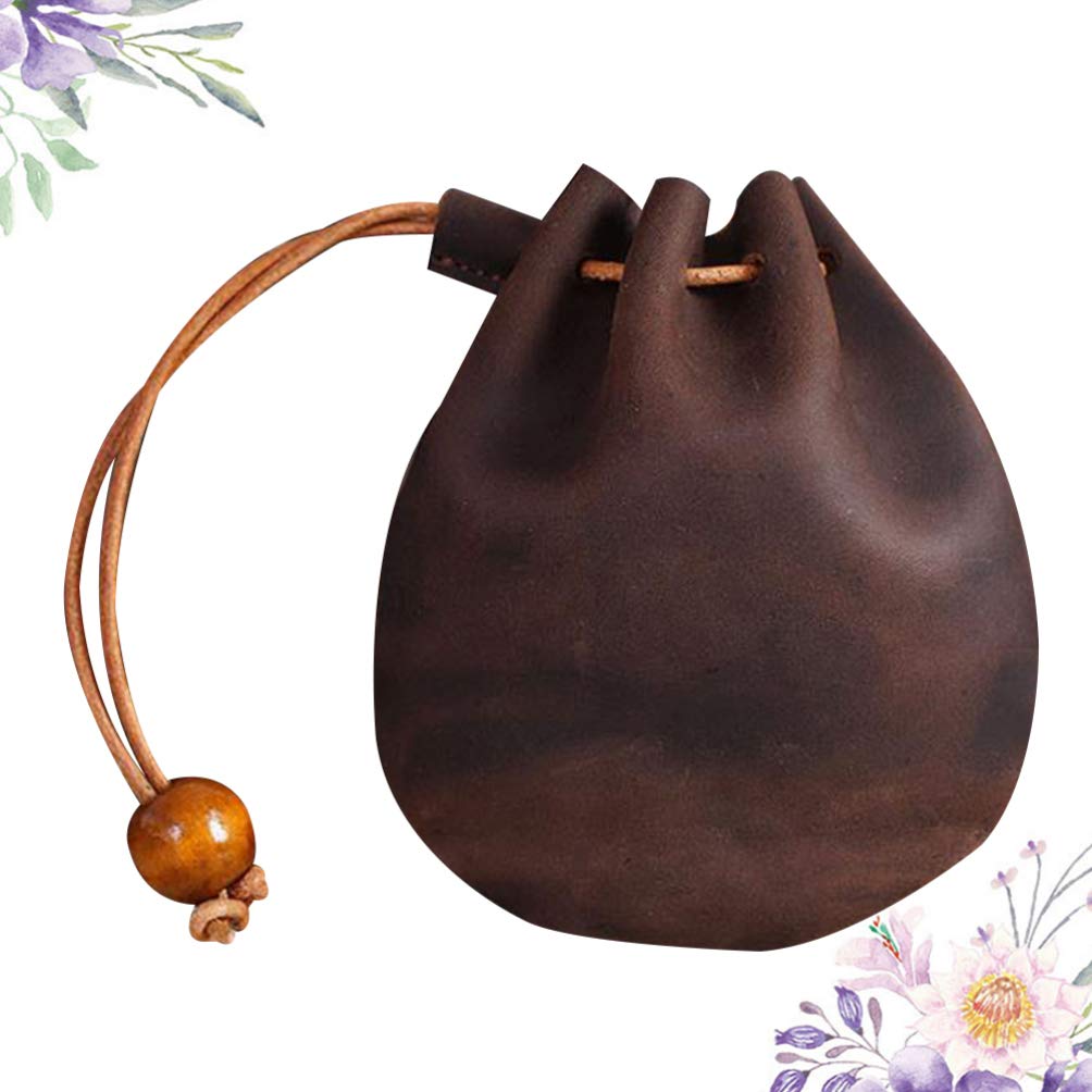 Renaissance Leather Drawstring Pouch - Medieval Style Coin Purse & Change Holder for Men & Women (Coffee Brown) - Perfect for Renaissance Fairs, LARP Events & Historical Reenactments