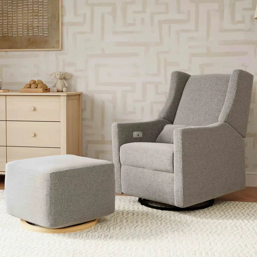 Babyletto Kiwi Electronic Glider & Recliner Chair - Grey Eco Weave Performance Fabric for Nursery, Baby Room & Breastfeeding Comfort | Modern Rocking Chair with Power Recline & USB Port