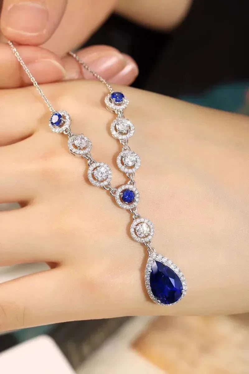 Pirmiana Customized 9K/14K/18K Gold Necklace with 5.8ct Lab-Created Royal Blue Sapphire Pendant - Elegant Women's Fashion Jewelry for Weddings, Anniversaries & Special Occasions