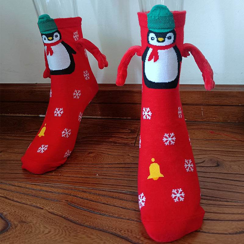 Cozy Christmas Socks for Hand Holding - Warm Holiday Couple Socks for Christmas Gifts, Stocking Stuffers & Romantic Winter Nights