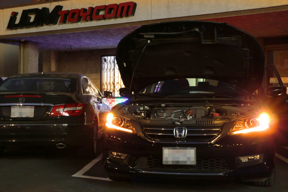 High Performance Amber LED DRL Headlights for 2013-2015 Honda Accord Sedan - Bright Daytime Running Lights with Easy Retrofit Installation - Perfect for Night Driving & Enhanced Road Safety