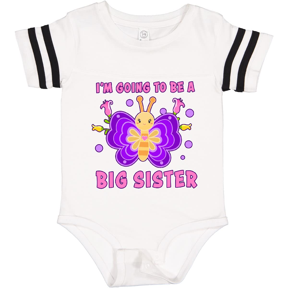 Inktastic 'I'm Going to Be a Big Sister' Butterfly Baby Bodysuit - Soft Cotton Onesie for Newborn Announcement & Sibling Gift
