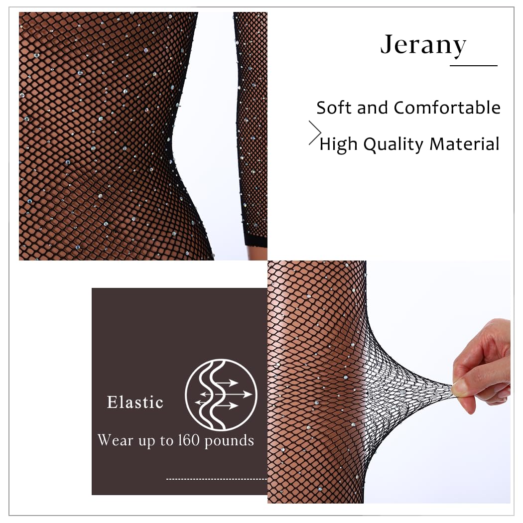 Sexy Rhinestone Fishnet Bodysuit for Women - Sparkling Spider Mesh One Piece Body Stocking | Perfect for Nightclub, Halloween & Boudoir Photography