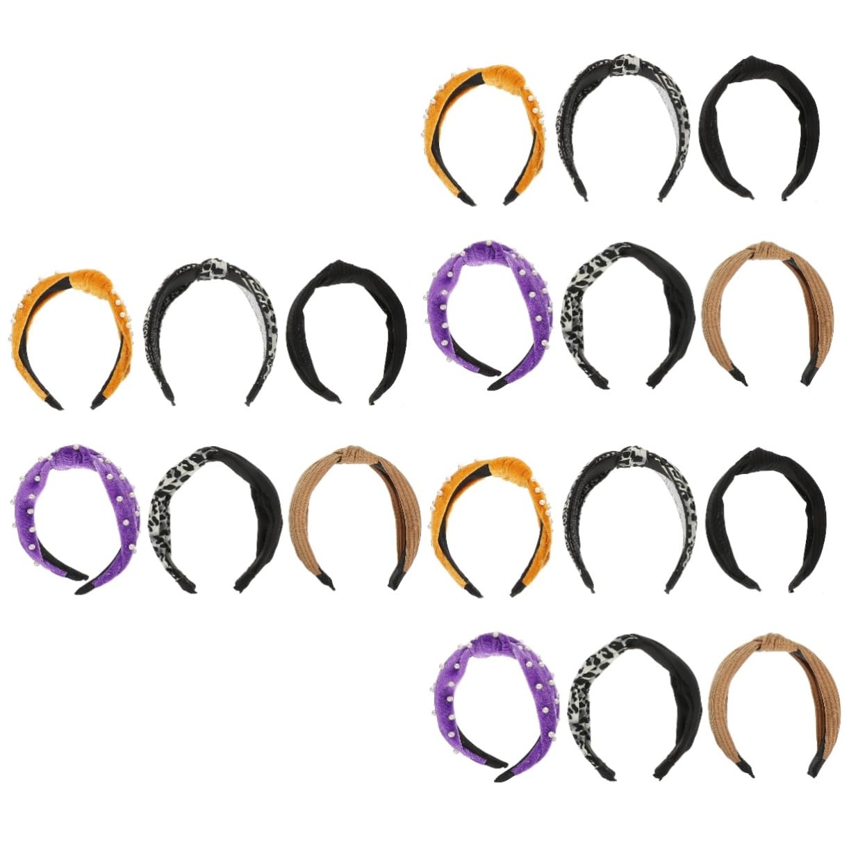 Beavorty 18 Pcs Knotted Fabric Headbands with Pearls - Thick Hair Bands for Women & Girls - Stylish Hair Accessories for Everyday Wear, Workouts, and Special Occasions