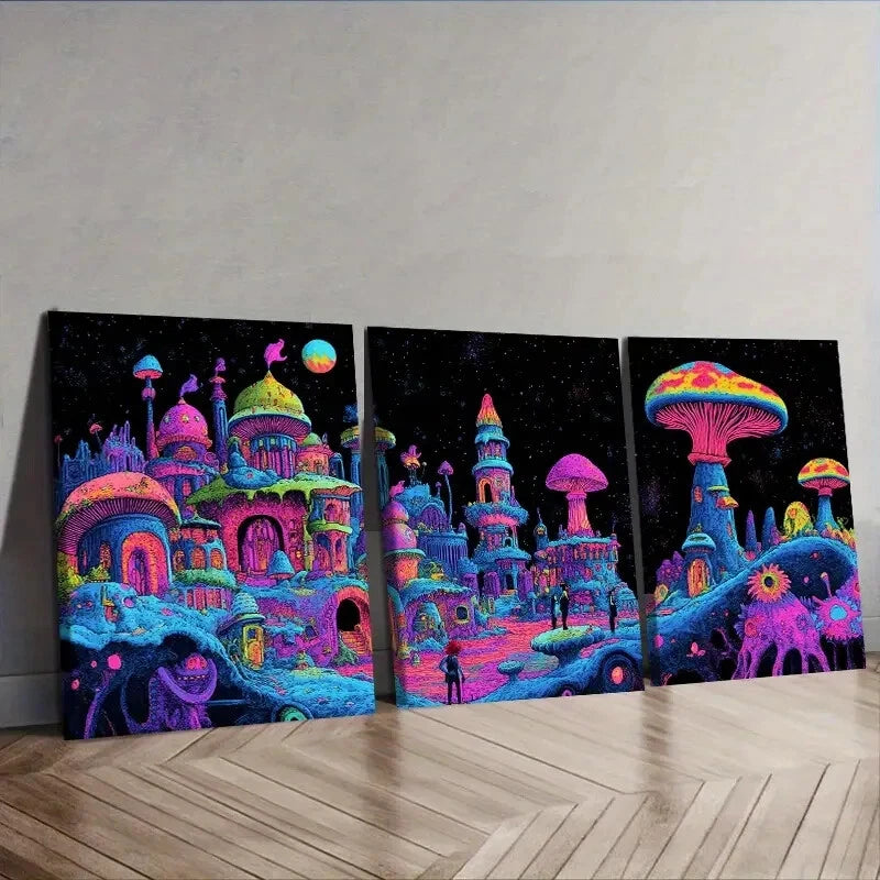 3-Piece Strange Place Wall Art Set - Framed Canvas Prints 40x60cm | High Quality Australian Made Wall Decor | Ready to Hang | Perfect for Living Room, Bedroom & Office Decor