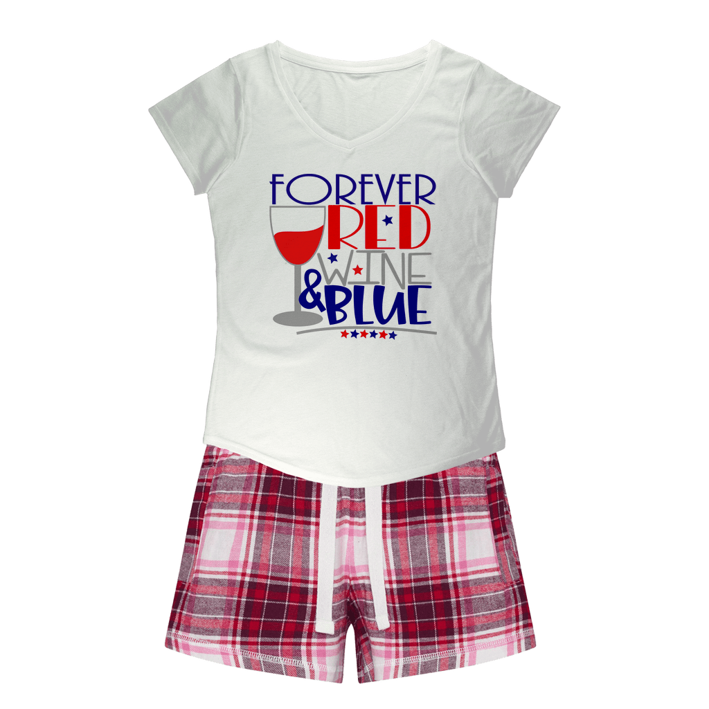 White Tee / Red Pink Short