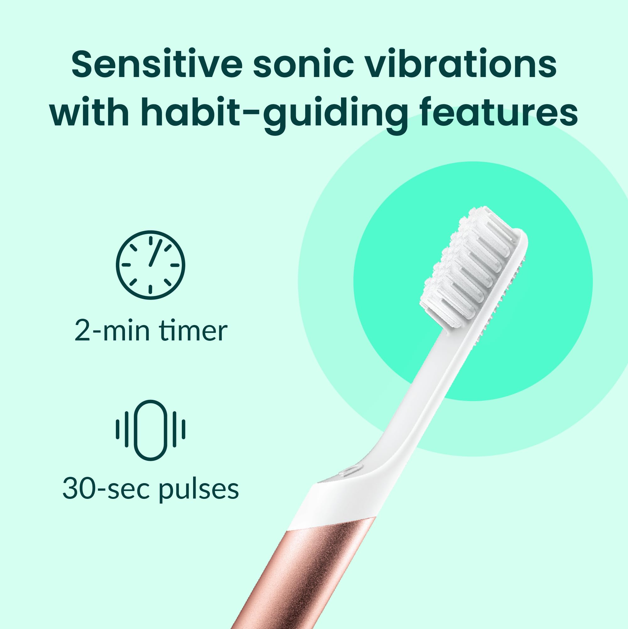 Quip Adult Electric Toothbrush - Sonic Rechargeable Toothbrush with Travel Case, Soft Bristles, 2-Minute Timer & Metal Handle (Copper) - Perfect for Travel, Home & Daily Oral Care