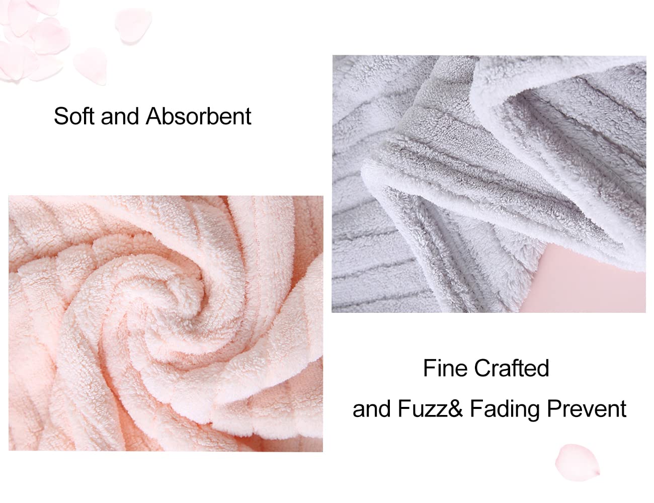 SYMGLIA Microfiber Hair Towel Wrap for Women - 2 Pack (Blue/Pink) - Soft Anti-Frizz Hair Turbans for Wet & Curly Hair - Quick Dry Hair Towel Wrap for Shower, Salon & Travel