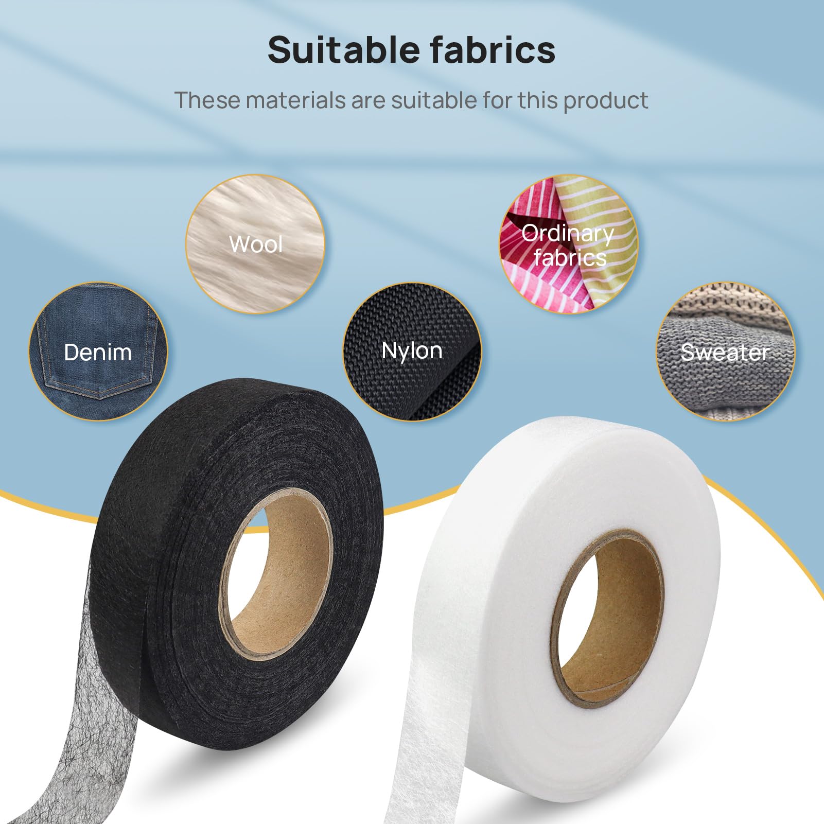 140 Yards Stitch Witchery Hemming Tape - 1 Inch No Sew Iron-On Adhesive Tape (2 Rolls) | Fusible Wonder Web for Hemming Pants, Curtains & Clothes | Perfect for Quick Clothing Repairs & DIY Fabric Projects