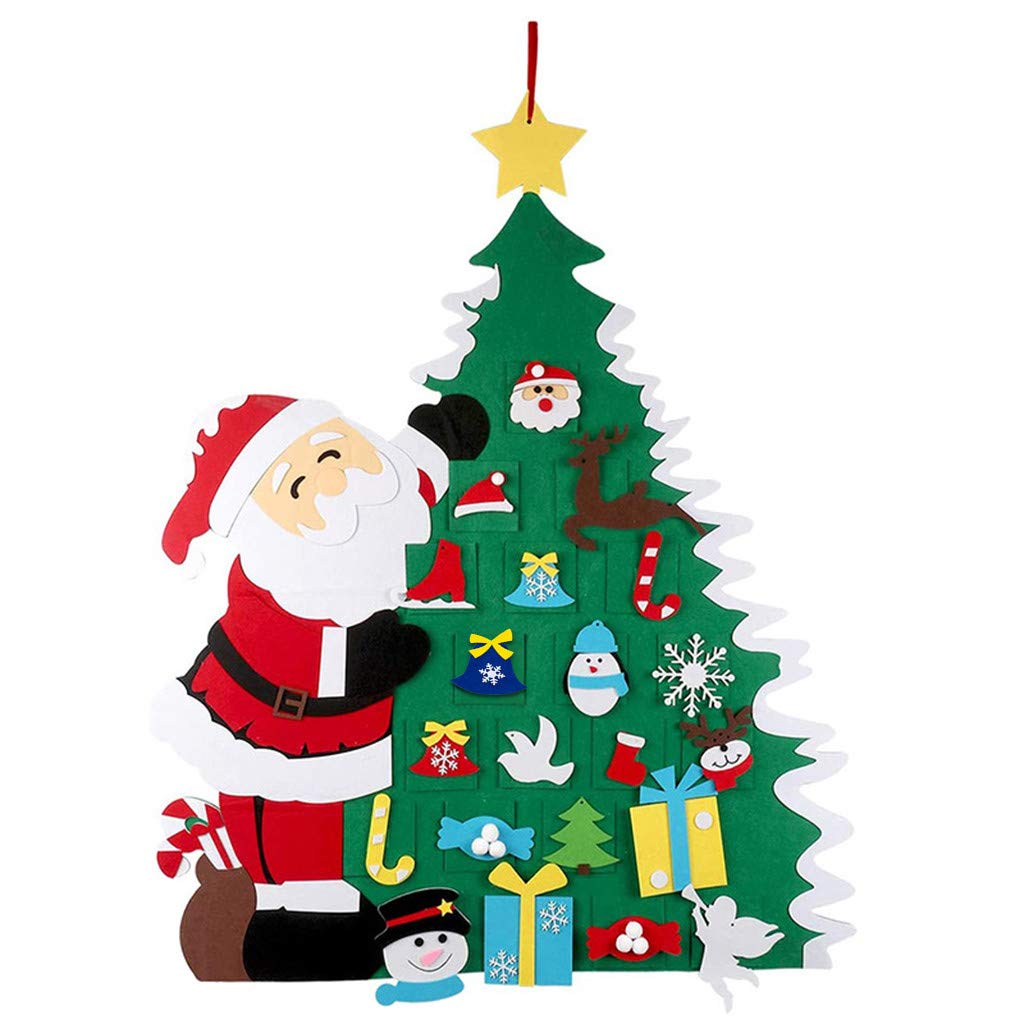 DIY Felt Christmas Tree Kit with Ornaments - Creative Holiday Craft for Kids, Perfect for Xmas Gifts, Wall & Door Decor - Great for Family Bonding & Classroom Activities
