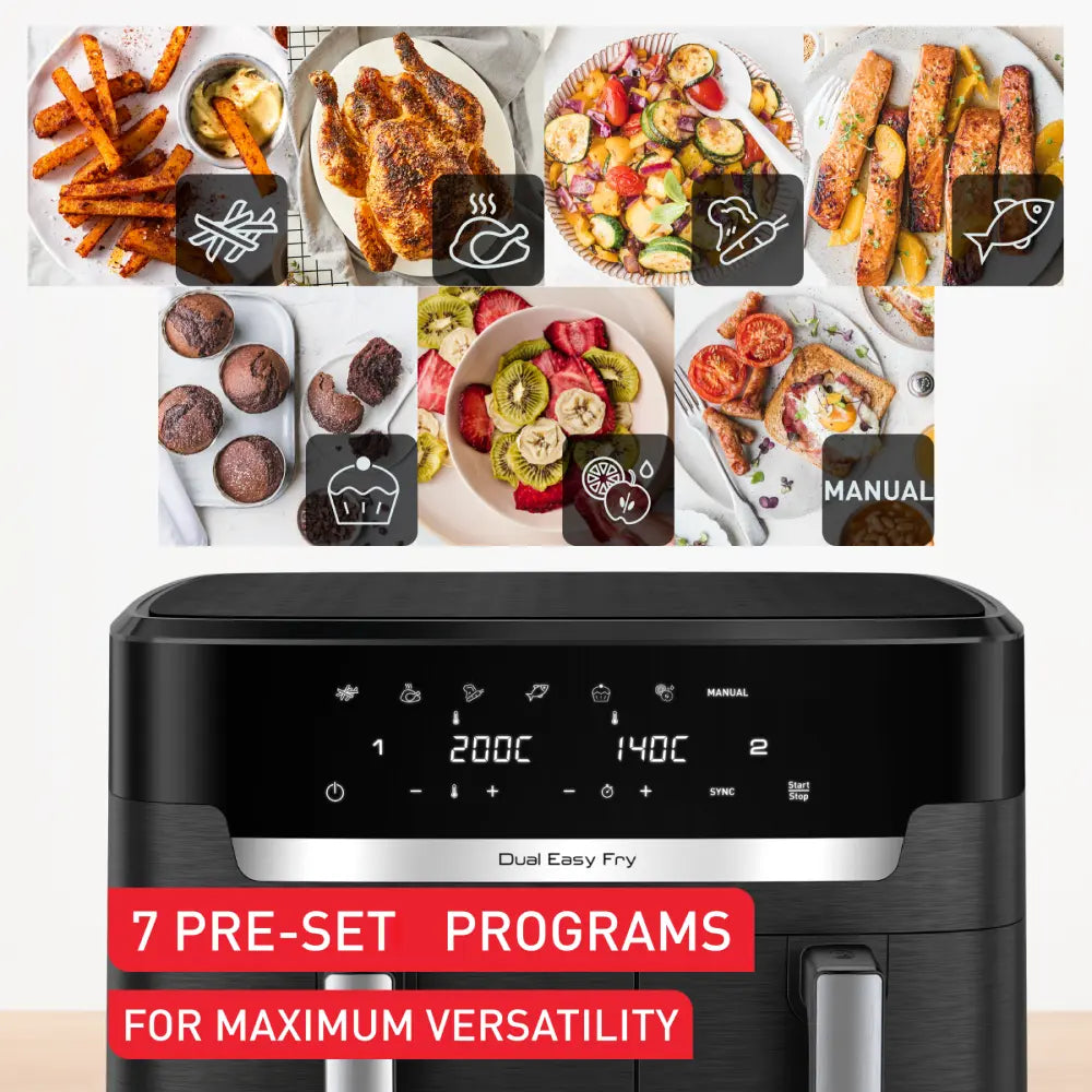 Tefal Dual Easy Fry XXXL 11L Air Fryer EY9428 - Large Capacity Digital Air Fryer for Healthy Cooking - Perfect for Family Meals, Snacks & Party Food