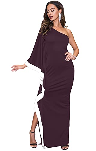 KOH KOH Women's Elegant One Shoulder Long Maxi Dress for Wedding Guest, Cocktail Party & Special Occasions - Sexy Formal Evening Gown for Prom, Dinner Date & Night Out