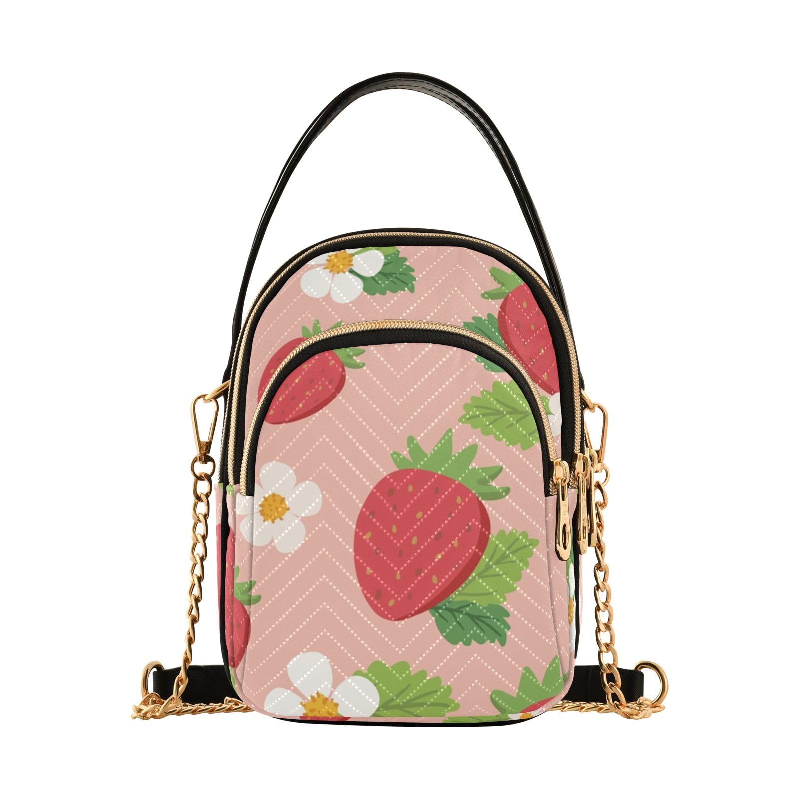 Strawberry Crossbody Bag for Women - PU Leather Adjustable Shoulder Bag for Daily Use